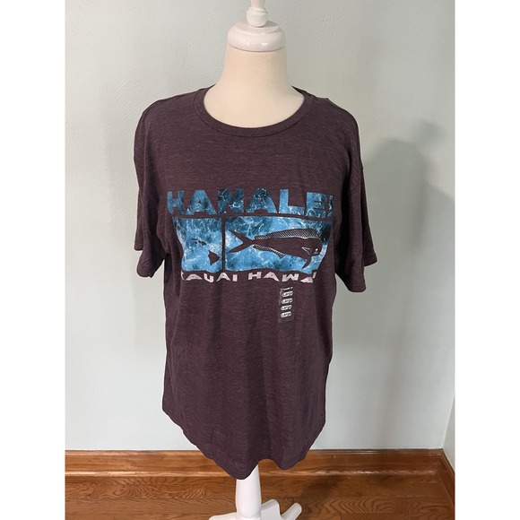 Blue 84 NWT Hanalei Hawaii Coastal Fish Ocean Graphic Tee Street Vacation Sz L - Picture 1 of 6